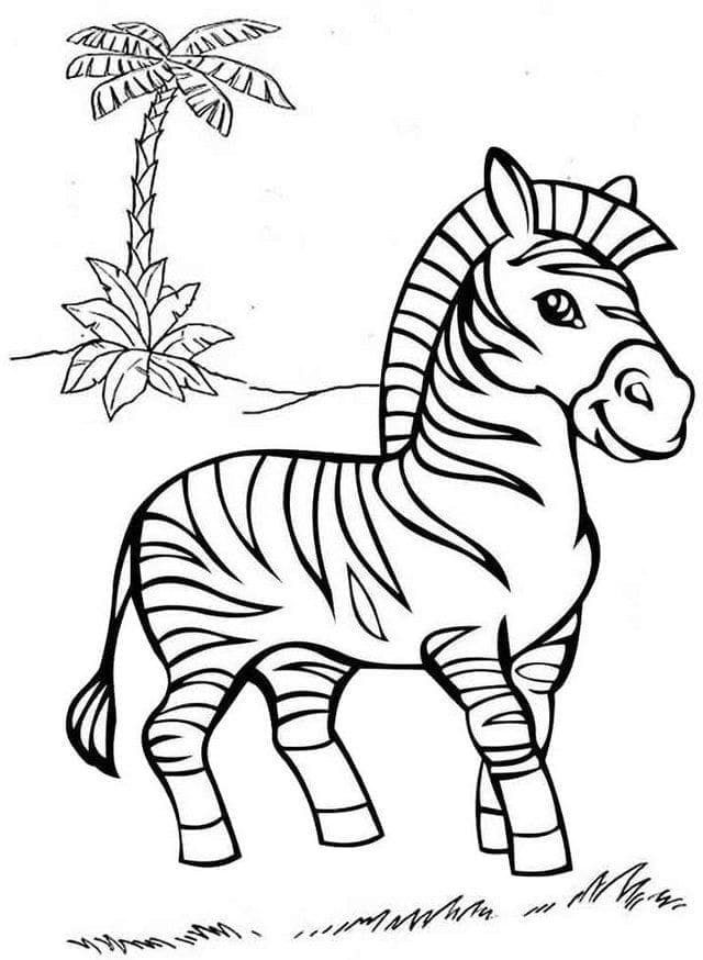 Desenho de uma Zebra de Desenho Animado para Colorir e Pintar