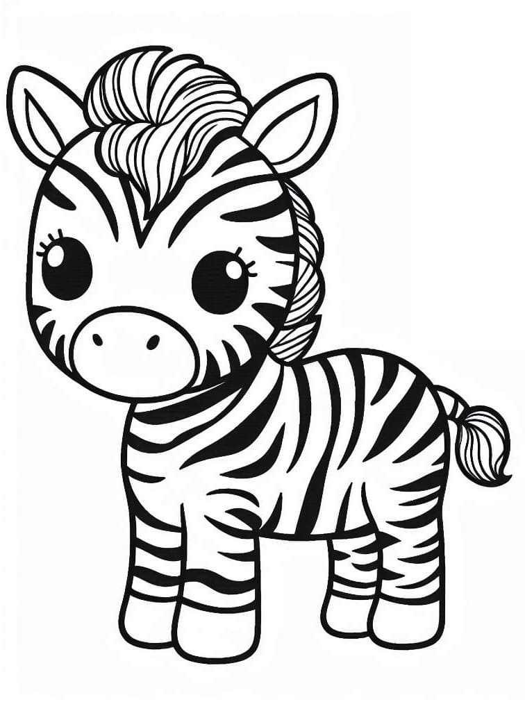 Desenho de uma Zebra Muito Fofa para Colorir e Pintar