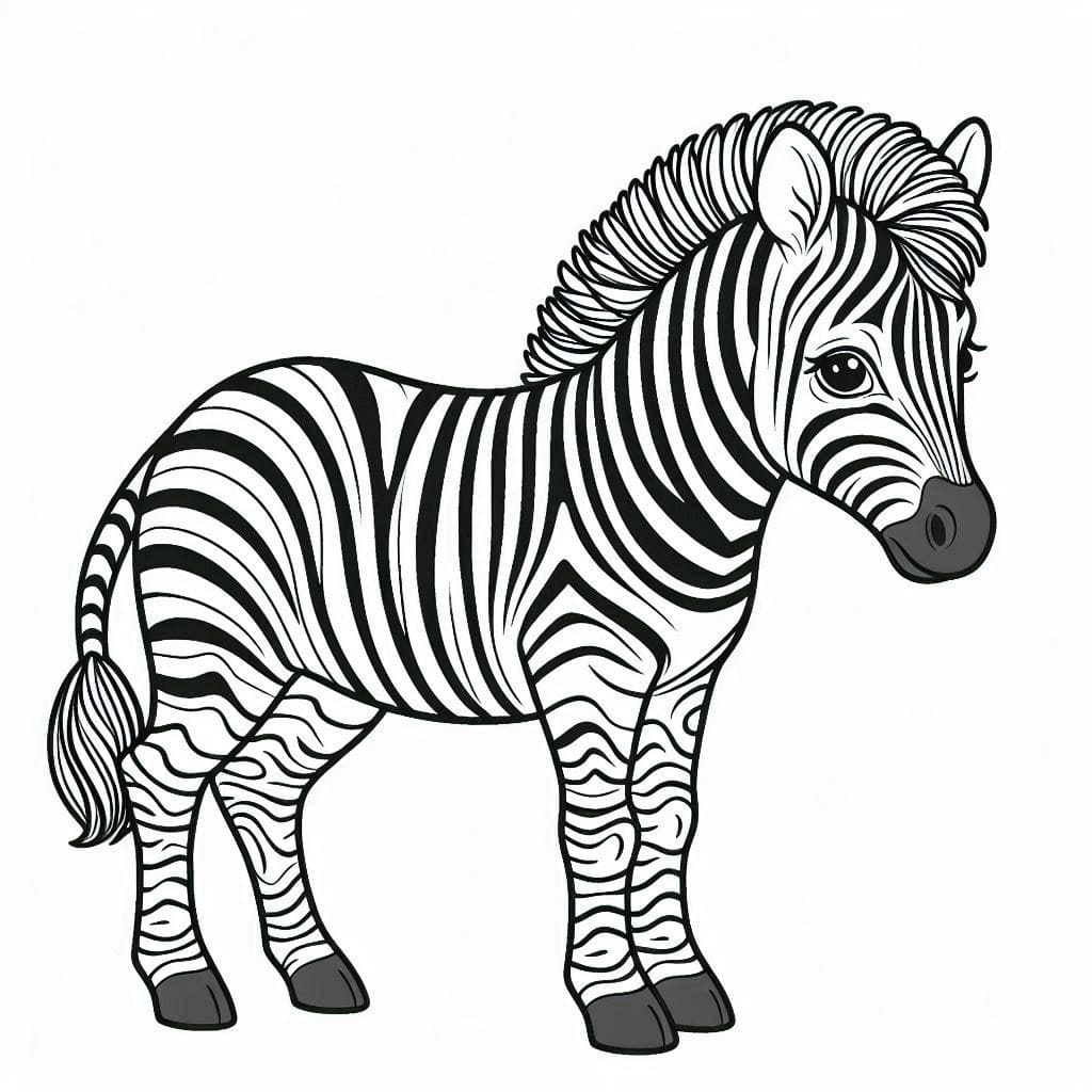 Desenho de uma Zebra Muito Linda para Colorir e Pintar