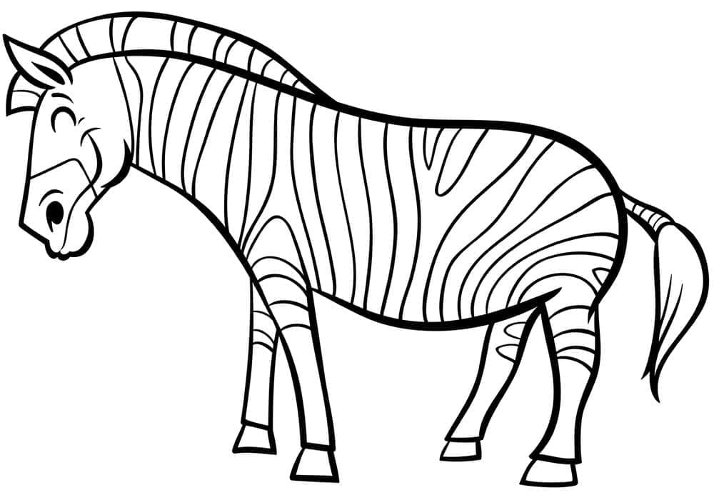 Desenho de Zebra Alegre para Colorir e Pintar