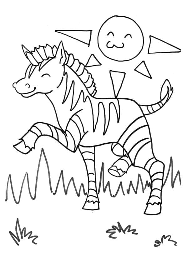 Desenho de Zebra Animada para Colorir e Pintar