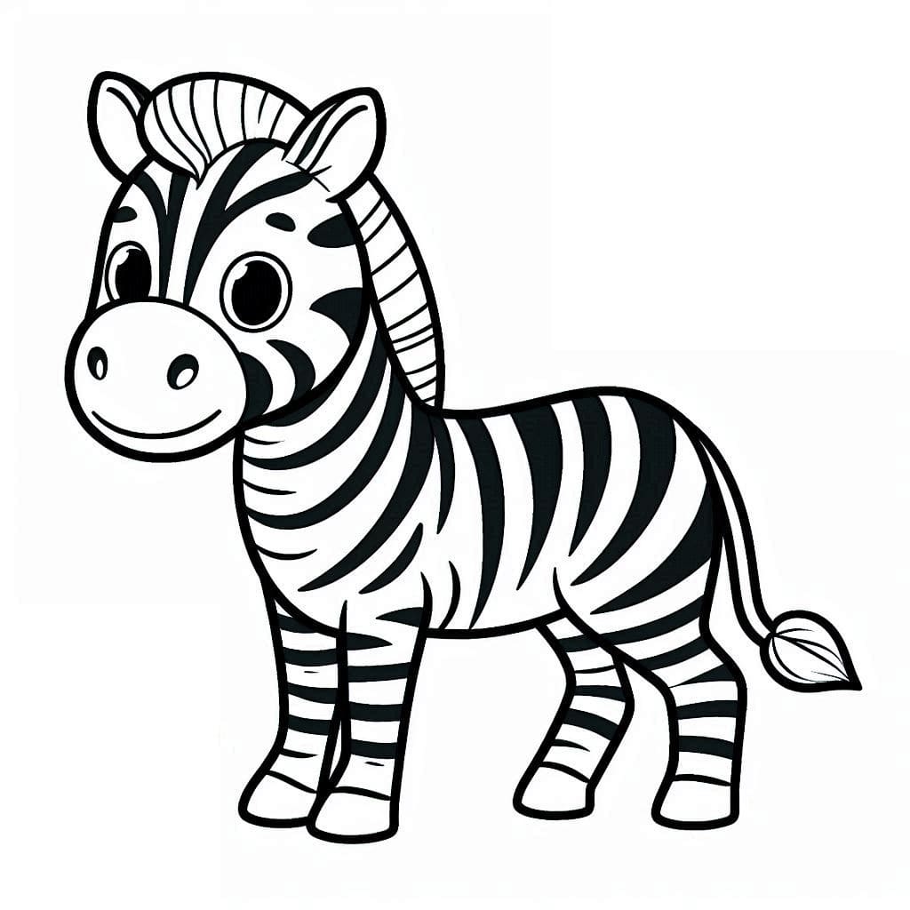 Desenho de Zebra Fofa para Colorir e Pintar
