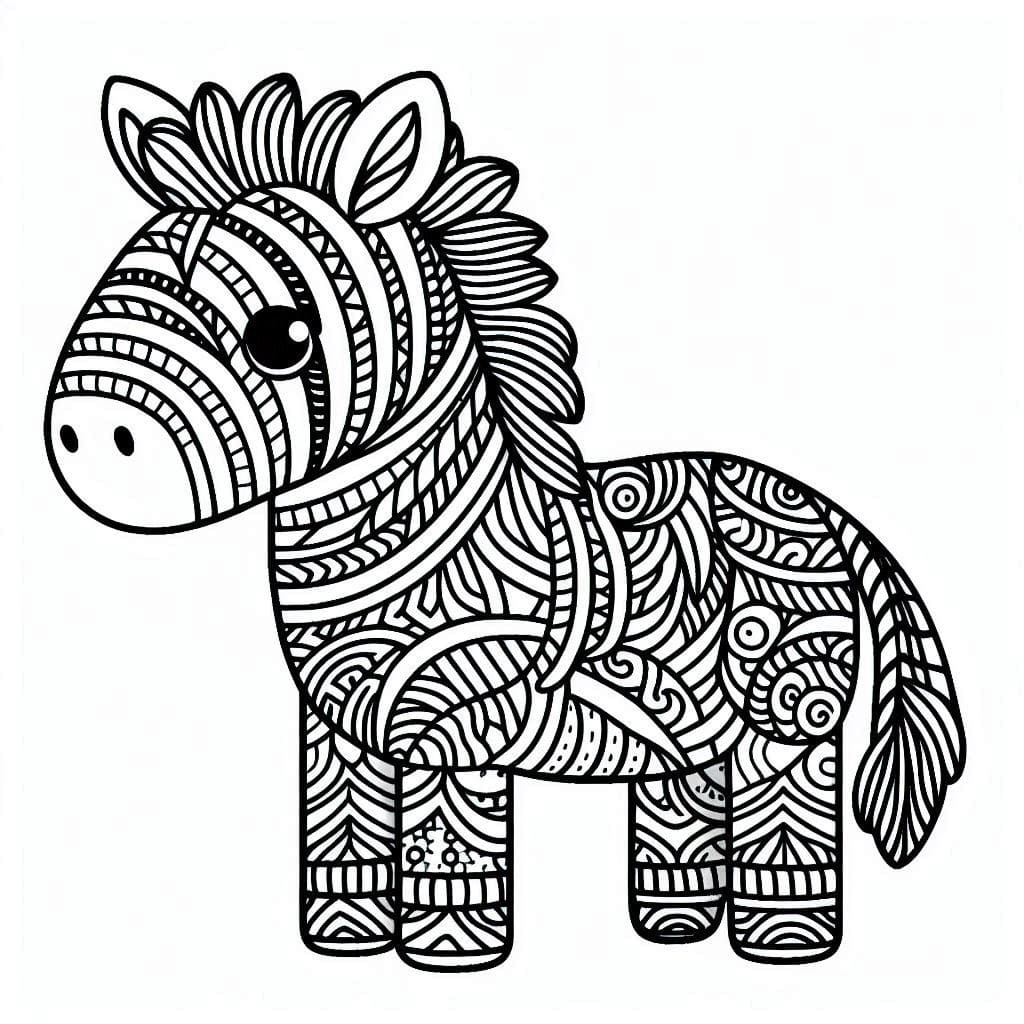 Desenho de Zebra Zentangle para Colorir e Pintar