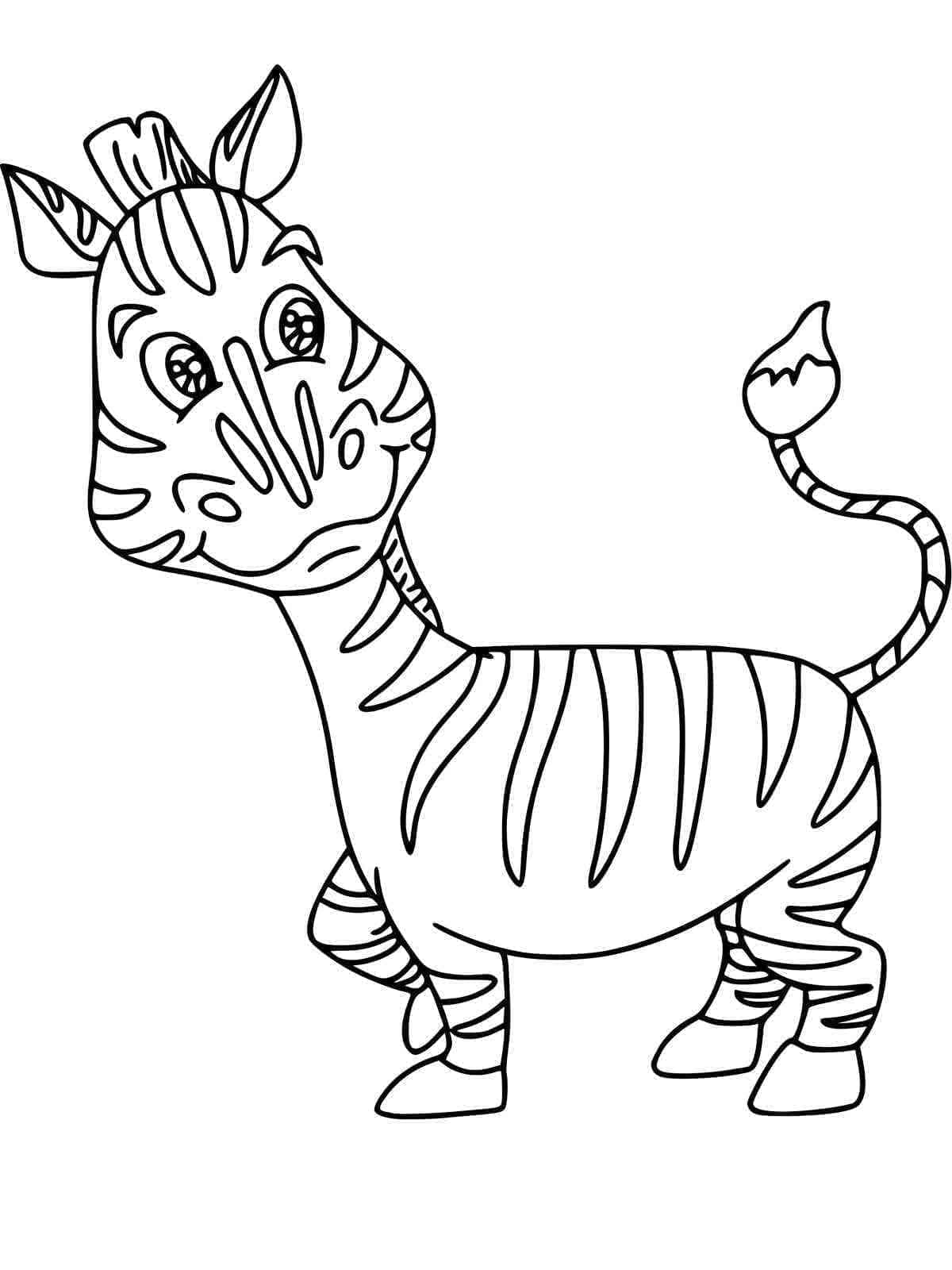 Desenho de Zebra de Desenho Animado para Colorir e Pintar