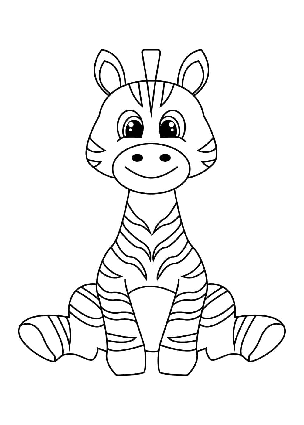 Desenho de Zebra Muito Feliz para Colorir e Pintar