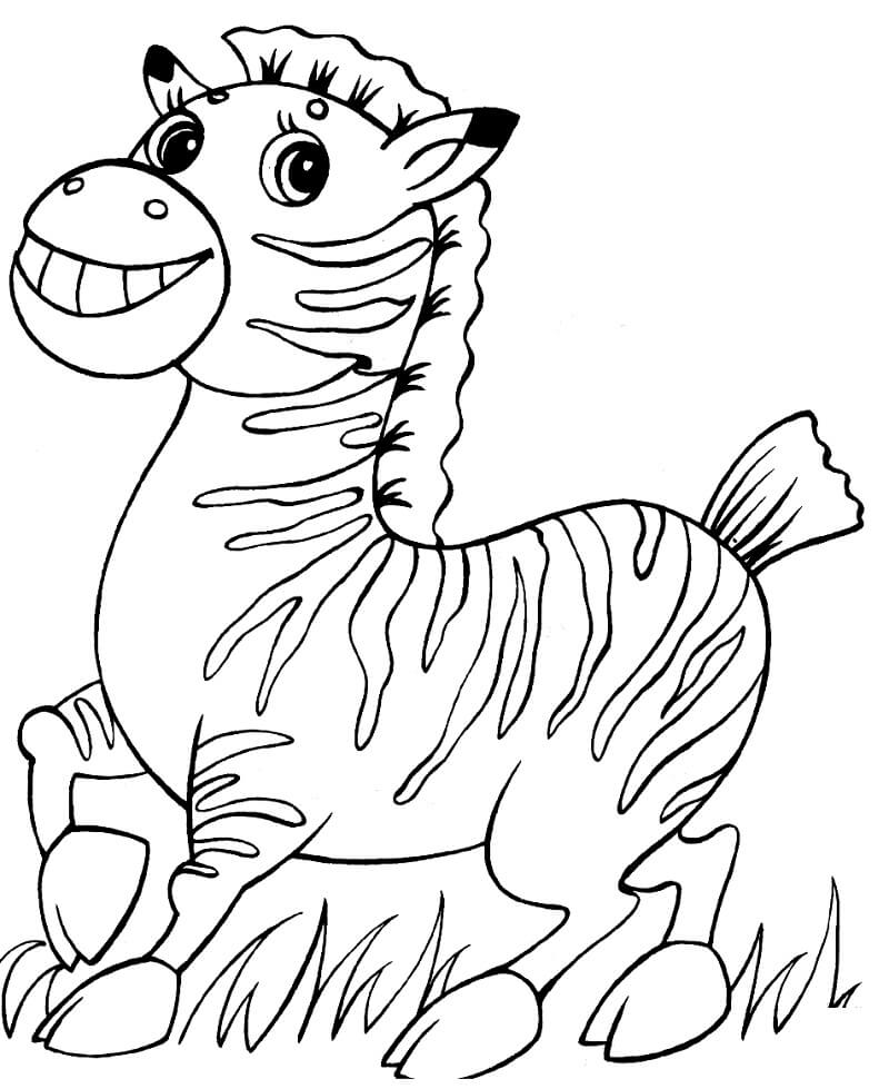 Desenho de Zebra na Selva Imprimivel para Colorir e Pintar
