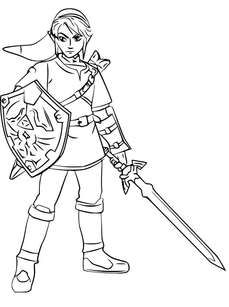 Desenho de Link a Lenda de Zelda para Colorir e Pintar