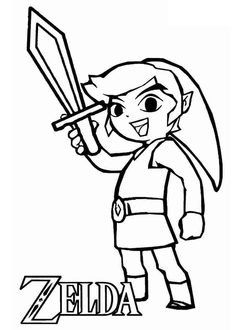 Desenho de Link com Espada para Colorir e Pintar