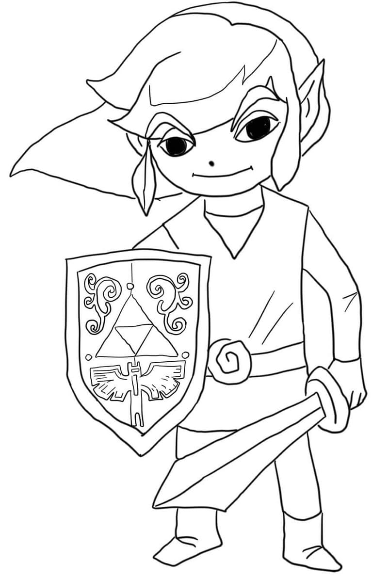 Desenho de Link de Lenda de Zelda para Colorir e Pintar