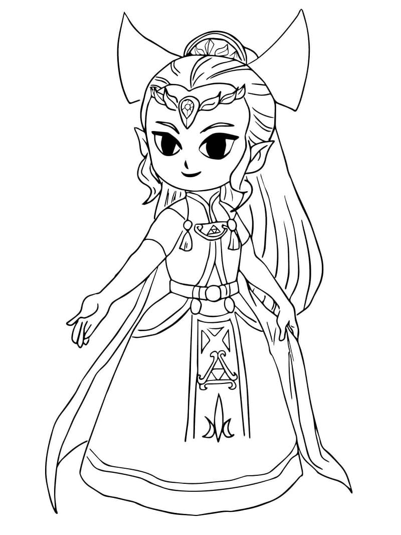 Desenho de Zelda Atividade Educativa para Colorir Pdf e Pintar