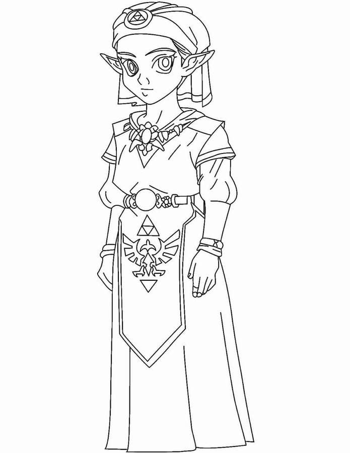 Desenho de Zelda Atividade para Colorir Download e Pintar
