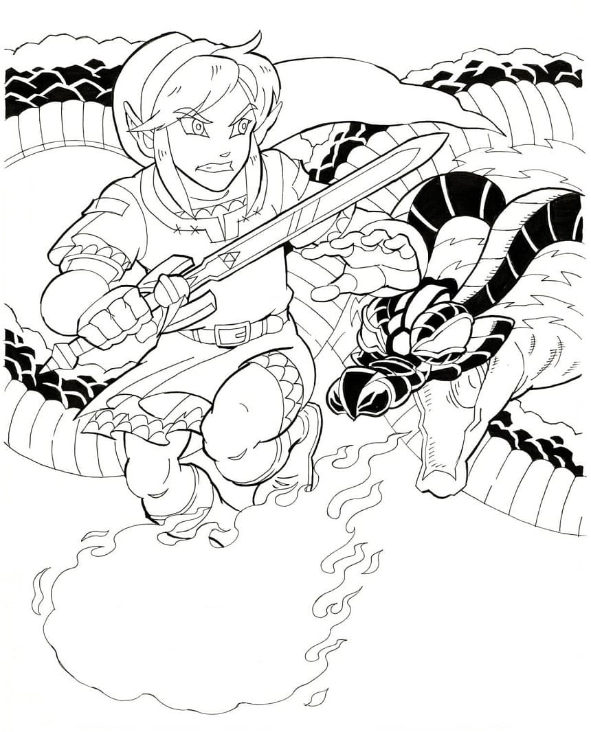 Desenho de Zelda Cenários para Colorir com Giz de Cera e Pintar
