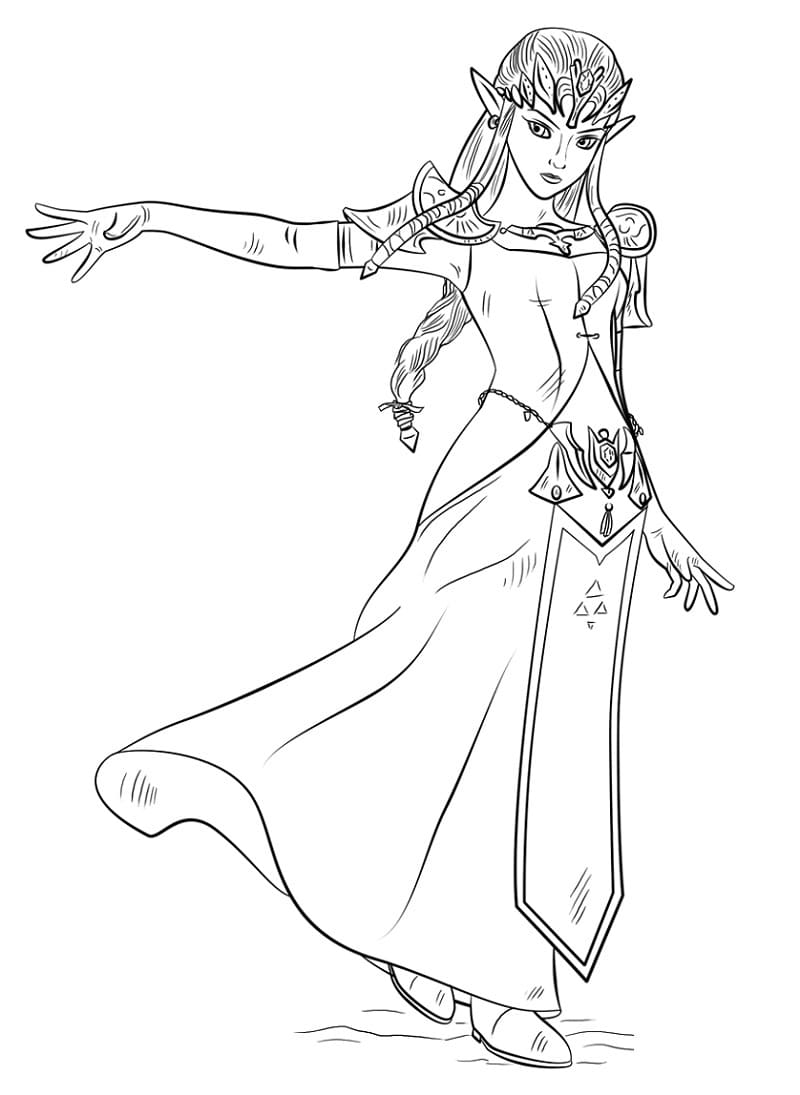 Desenho de Zelda Jogo para Imprimir e Colorir e Pintar
