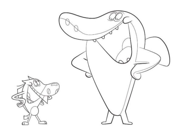 Desenho de Zig e Sharko Imprimivel para Colorir e Pintar