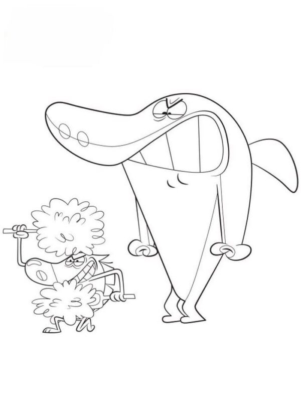 Desenho de Zig e Sharko para Pintar Imprimivel