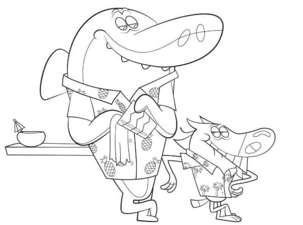 Desenho de Zig e Sharko Pdf Imprimivel para Colorir e Pintar