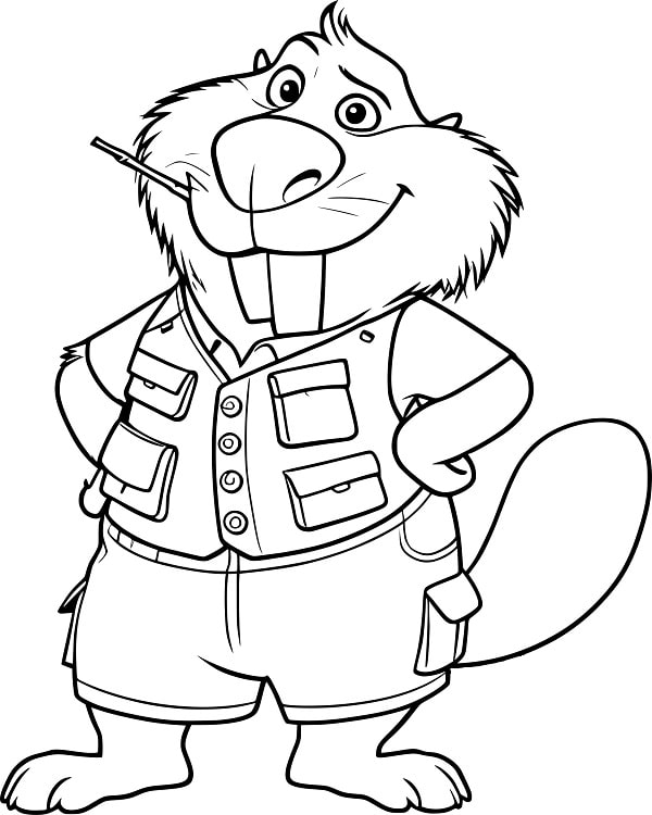Desenho do Castor Nibbles Maplestick de Zootopia 2 para Imprimir e Colorir
