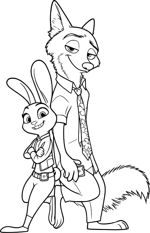 Desenho para Colorir Zootopia 2 Judy e Nick Grátis
