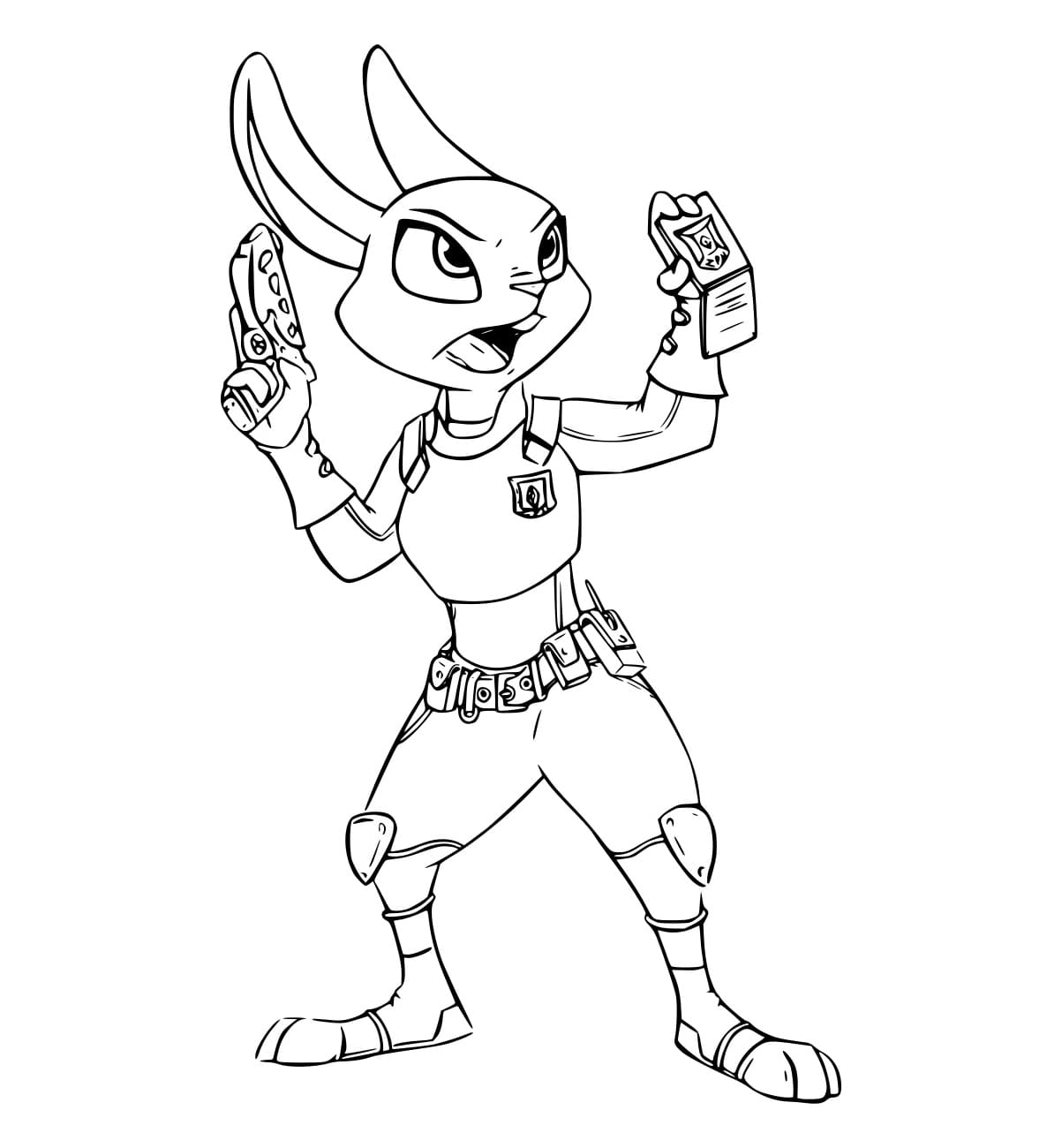 Desenho de Judy Hopps Segurá a Armá para Colorir e Pintar