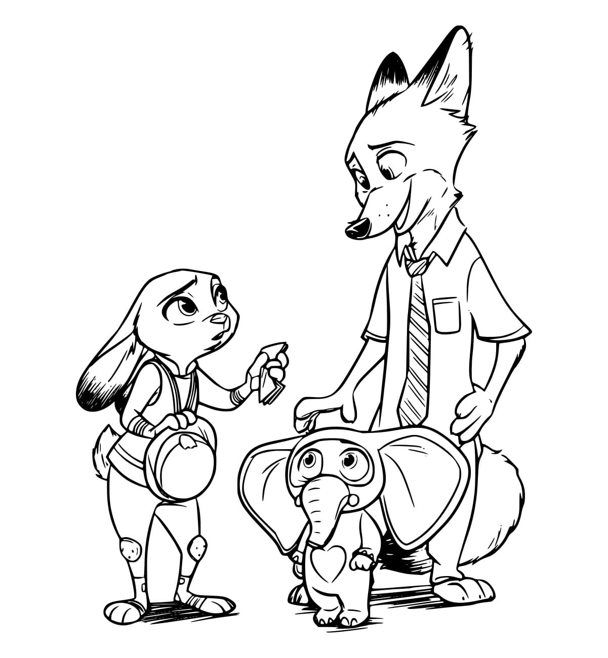 Desenho de Judy Nick e Finnick para Colorir e Pintar