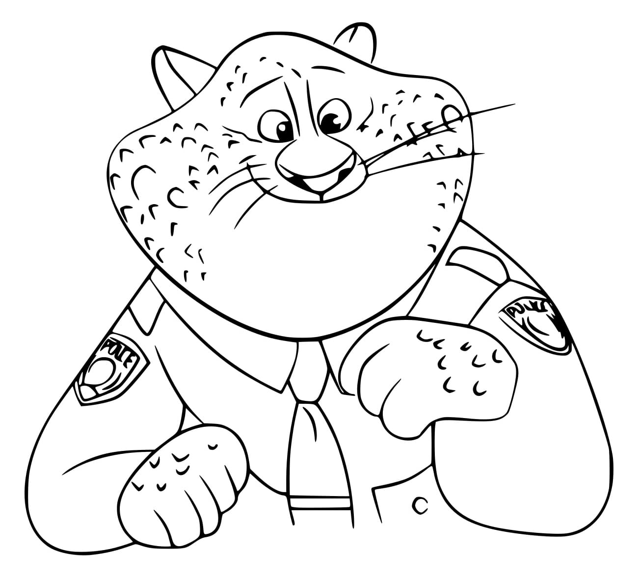 Desenho de Oficial Clawhauser de Zootopia para Colorir e Pintar