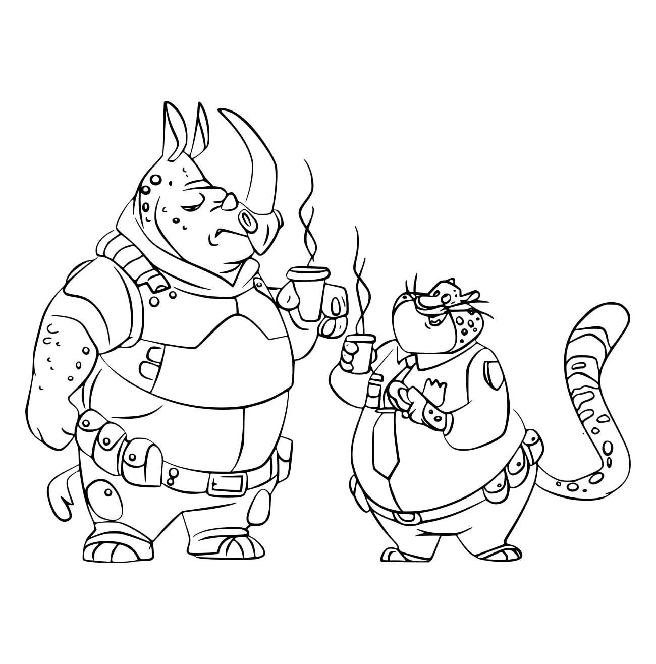 Desenho de Policiais de Zootopia para Colorir e Pintar