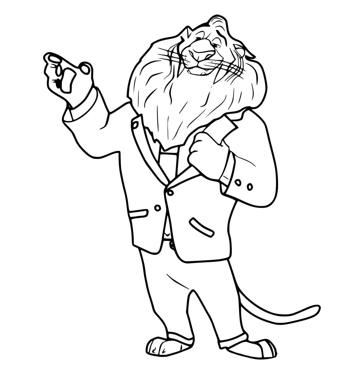 Desenho de Prefeito Lionheart de Zootopia para Colorir e Pintar
