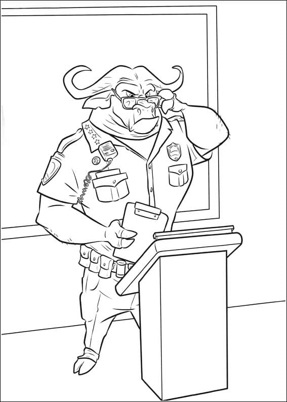 Desenho Chefe Bogo de Zootopia para Colorir e Pintar