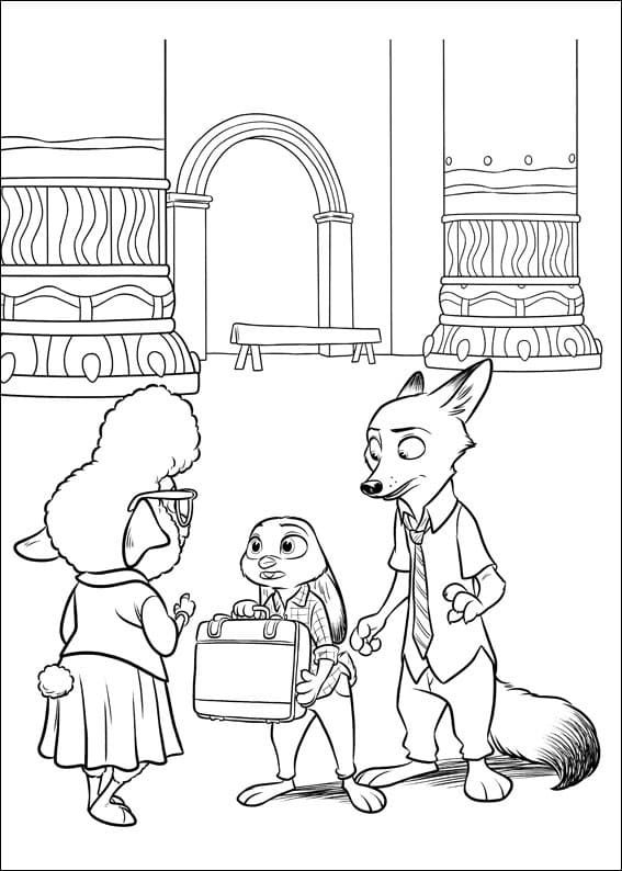 Desenho de Biblioteca de Zootopia para Colorir e Pintar
