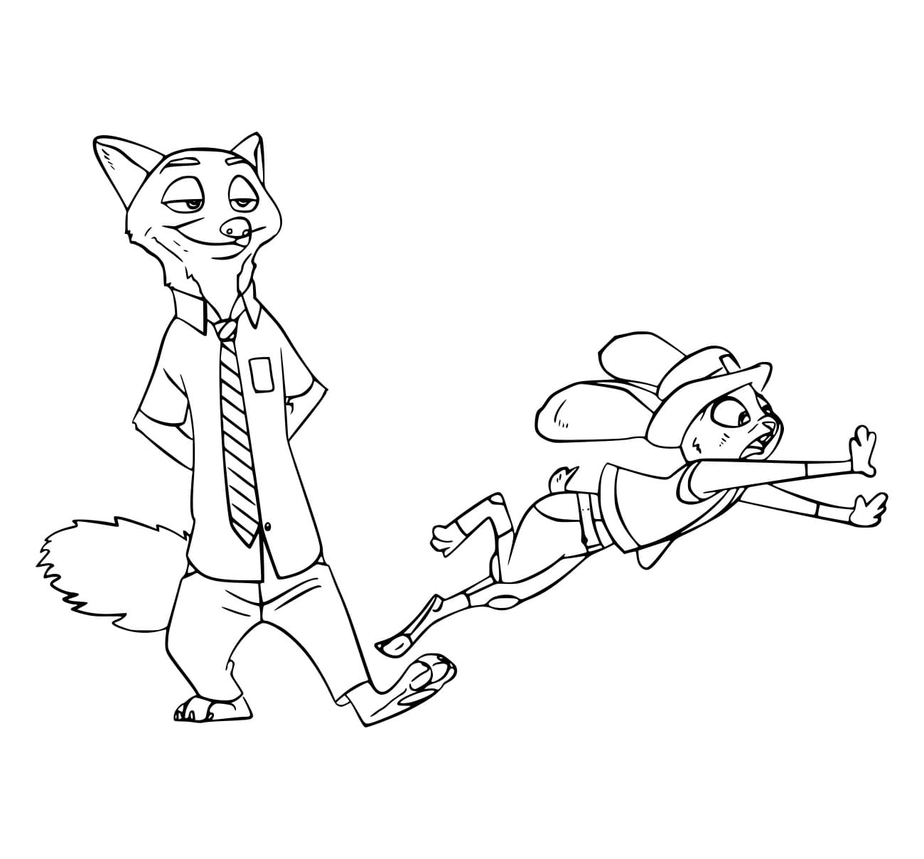 Desenho de Nick Tropeçá em Judy para Colorir e Pintar
