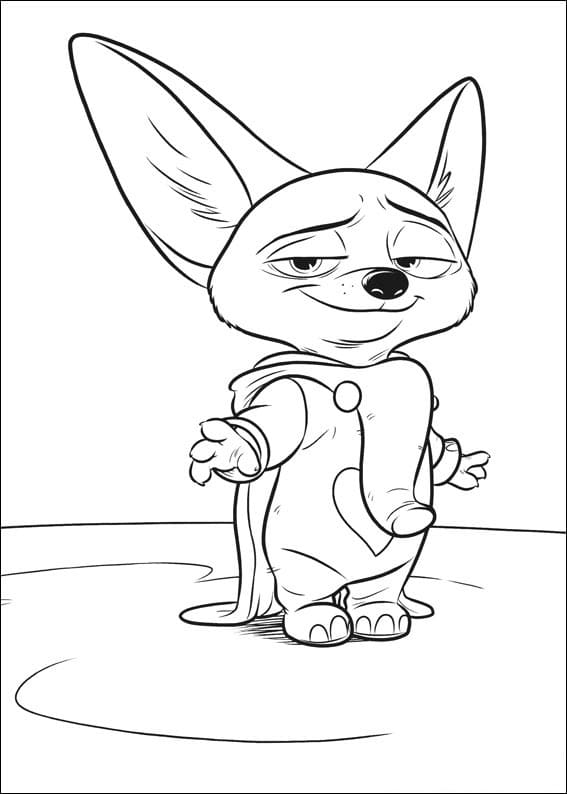 Desenho Finnick de Zootopia para Colorir e Pintar