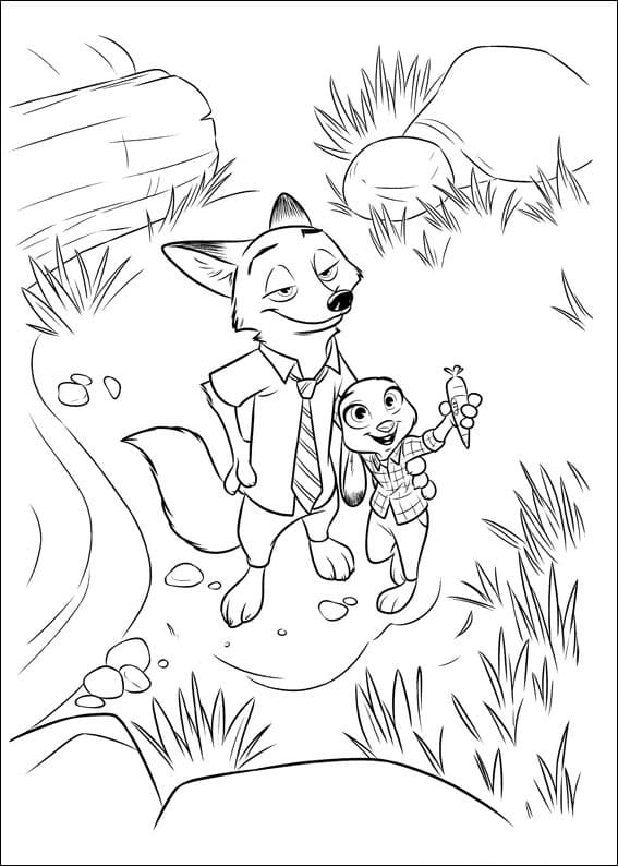 Desenho Nick e Judy para Colorir e Pintar
