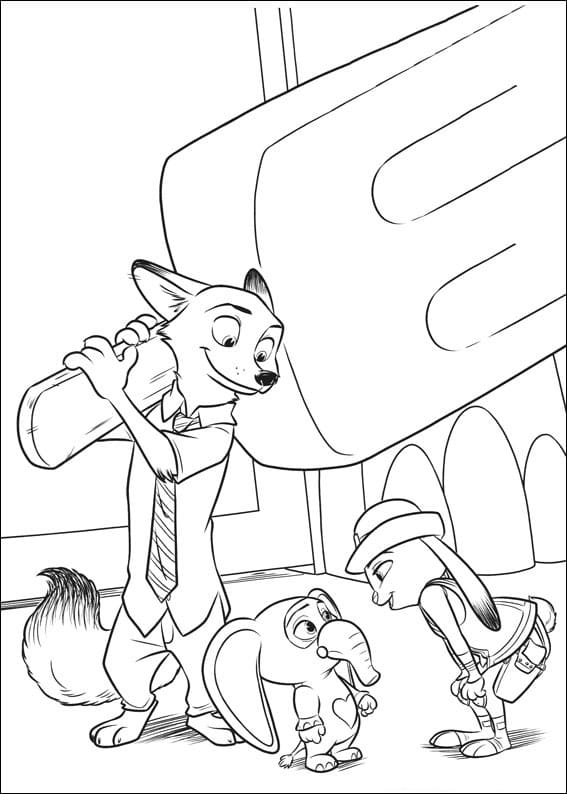 Desenho Pdf de Zootopia 2 para Colorir e Pintar